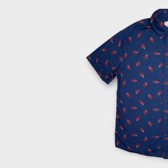 KATIN Shirt Mens Large Blue Southwest Floral Print Button Up Short Sleeve - Picture 2 of 12